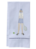 Guest Towel, White Linen/Cotton, Ladder Lace, Tennis Lady