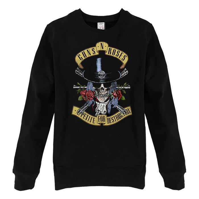 Guns N Roses Sweatshirt - Top Hat Skull Amplified