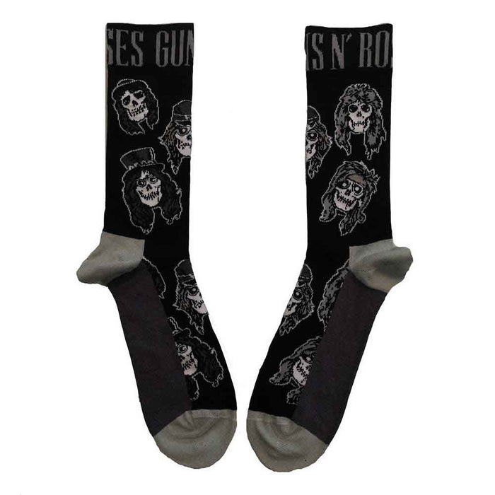 Guns N' Roses Unisex Ankle Socks: Skulls Band Monochrome Rock Off
