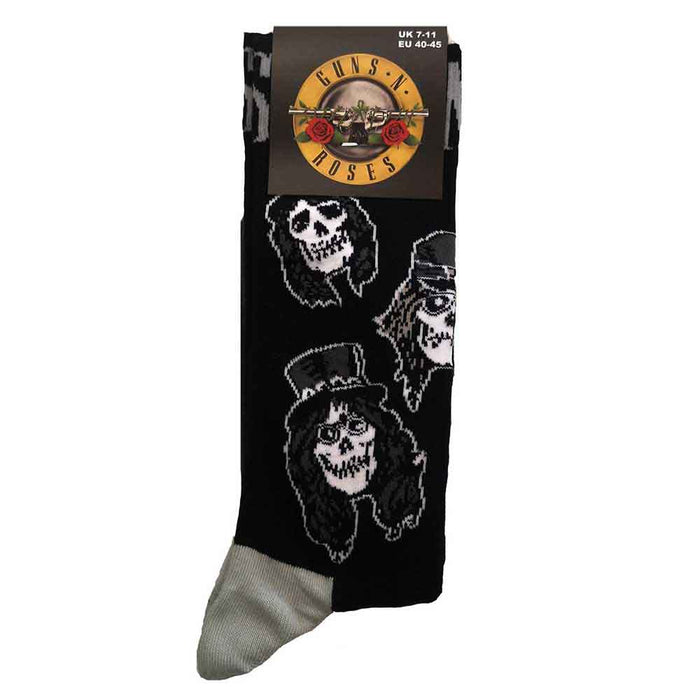 Guns N' Roses Unisex Ankle Socks: Skulls Band Monochrome Rock Off