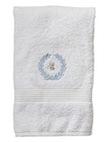 Hand Towel - White Cotton Terry, Embroidered