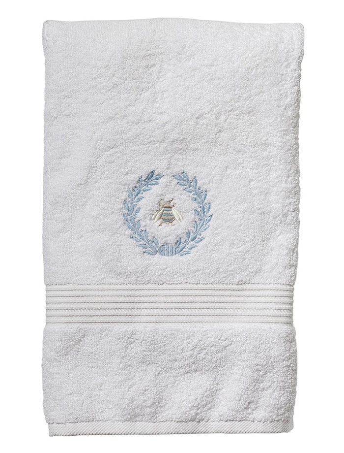 Hand Towel - White Cotton Terry, Embroidered