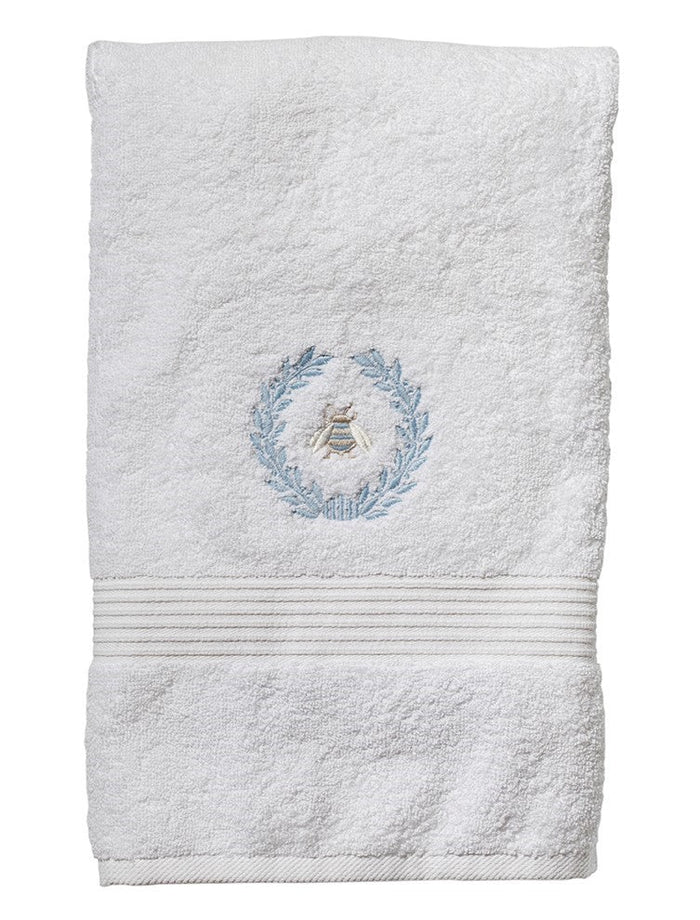 Hand Towel, Terry, Napoleon Bee Wreath (Duck Egg Blue)