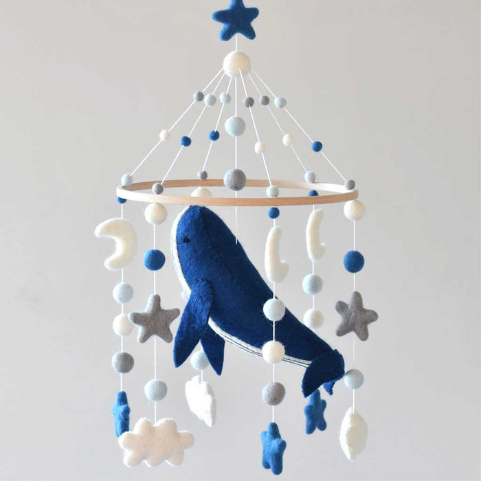Tik Tak Handmade NZ Wool Baby Mobile - Blue Whale | Koop.co.nz