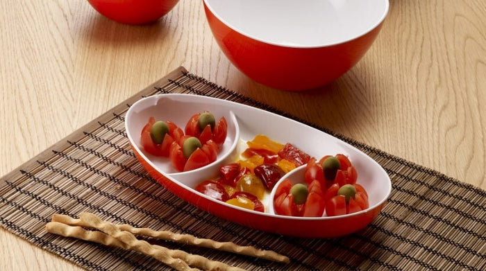 Harfield Acrylic Hors D'oeurve 3 Section Tray 28cm x 17cm (631)