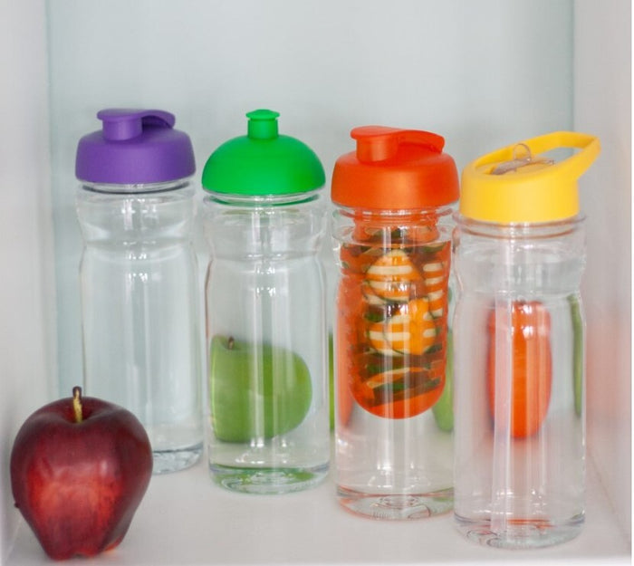 Harfield Copolyester Water Bottle 600ml Clear With Coloured Flip Lid (484)