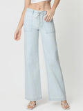 High Rise Drawstring Elastic Wb Striped Wide Jeans