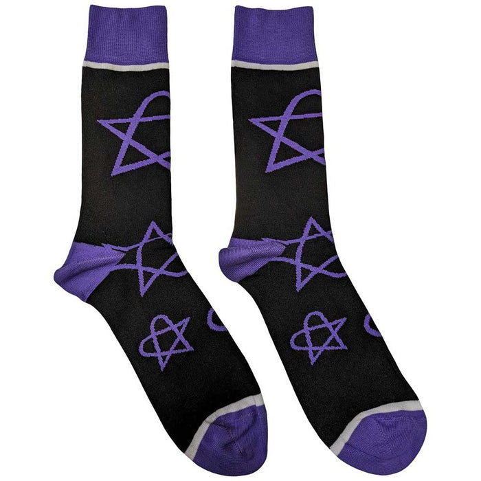 HIM Unisex Ankle Socks: Purple Heartagrams Rock Off