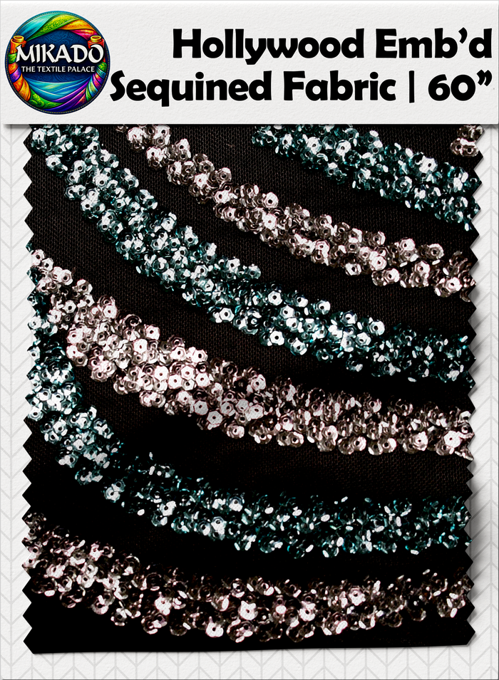 Hollywood Embroidered Sequined Fabric | Nebula Wave