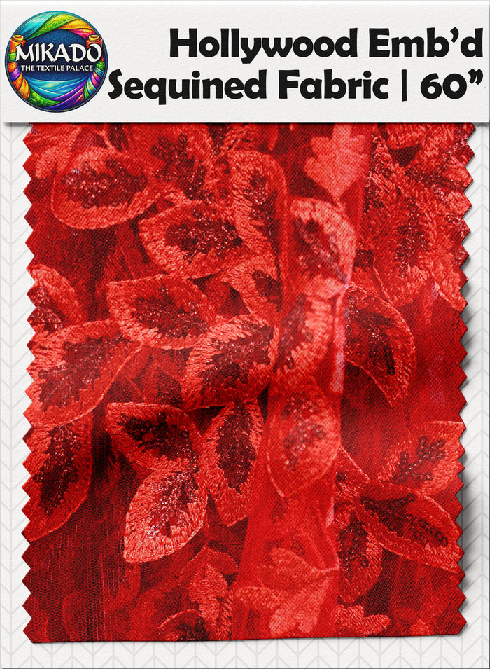 Hollywood Embroidered Sequined Fabric | Regal Laurel
