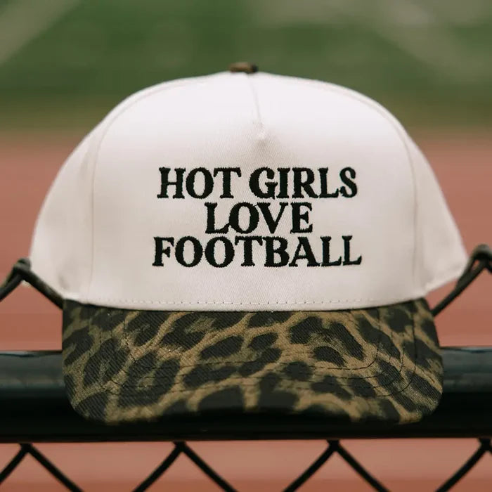 Hot Girls Love Football- Leopard Embroidered Hat - Game Day