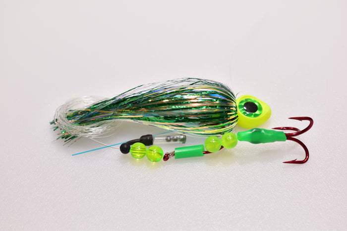 high percentage hyper uv green crinkle big eye salmon trolling fly