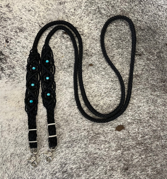 8' Fancy  braided loop reins - Tiffanys Braided Tack LLC