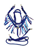 horse mule tape tack set,  (fringe breast collar, wither strap, reins, and bridle) - Tiffanys Braided Tack LLC