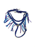 Average horse breast collar mule tape  blue and purple - Tiffanys Braided Tack LLC