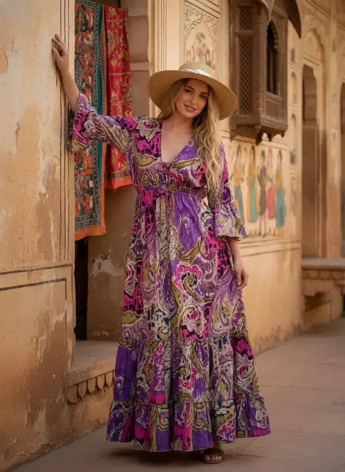 Indian Cotton Cardigan Women Maxi beach Cover up Hippie Summer Party Wear Dress Handicraft Trend