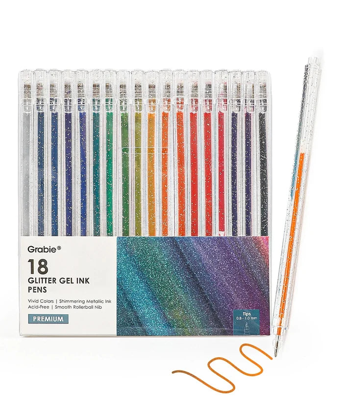 Iridescent Glitter Gel Ink Pen Set of 18