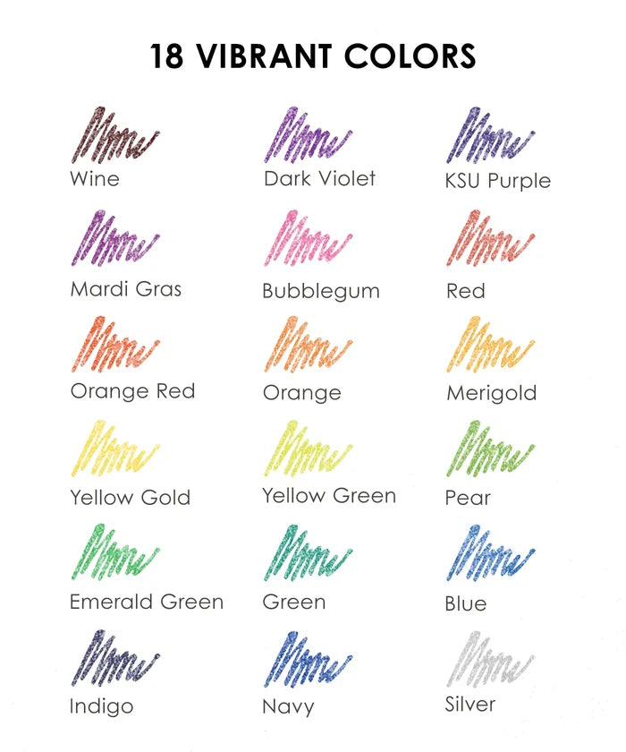 Iridescent Glitter Gel Ink Pen Set of 18
