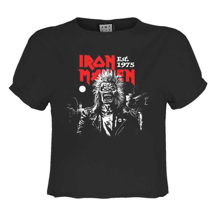 Iron Maiden T-shirt - 50th Eddie 2 colour 1975 Ladies Crop Amplified