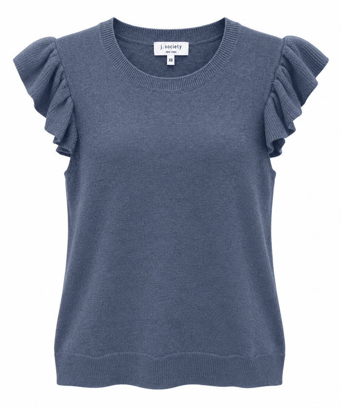 J. Society Ruffle Tank Sweater in Denim