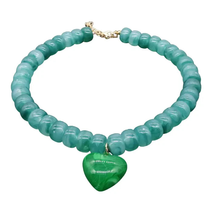 Jackie Beaded Heart Necklace : Hypoallergenic and Water Resistant