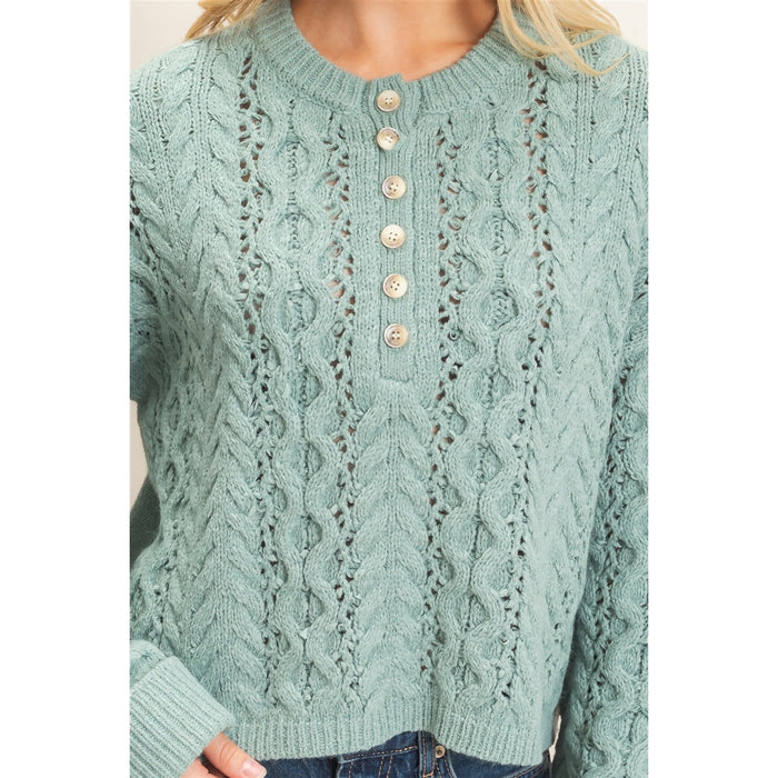 Jade Cable Knit Henley