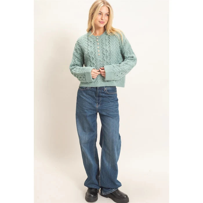 Jade Cable Knit Henley