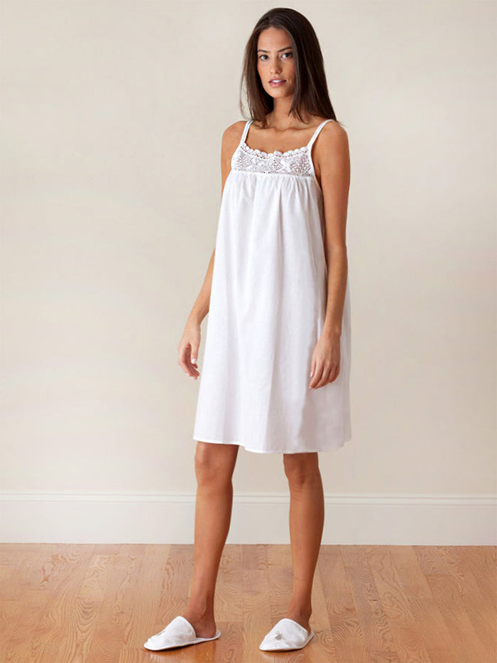 Jenn White Cotton Nightgown, Lace