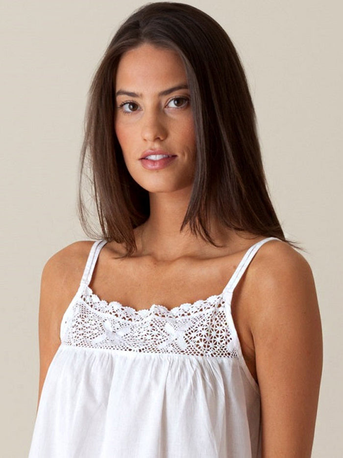 Jenn White Cotton Nightgown, Lace