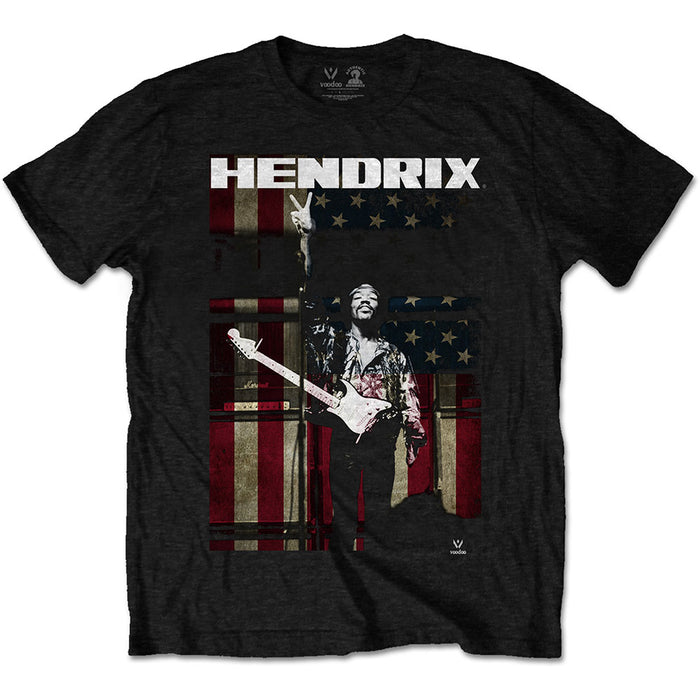 Jimi Hendrix Unisex T-shirt- Peace Flag Rock Off