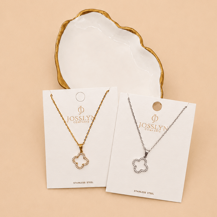 JOSSLYN by wall to wall - 18K STAINLESS STEEL TARNISH FREE CLOVER NECKLACE | 40NK9680