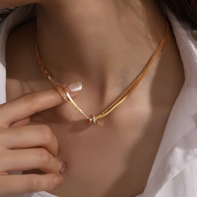 JOSSLYN by wall to wall - 18K STAINLESS STEEL TARNISH FREE LAYERED NECKLACE