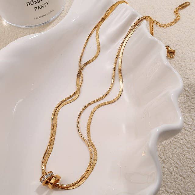 JOSSLYN by wall to wall - 18K STAINLESS STEEL TARNISH FREE LAYERED NECKLACE