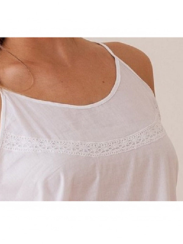 Kerry White Cotton Nightgown, French Lace