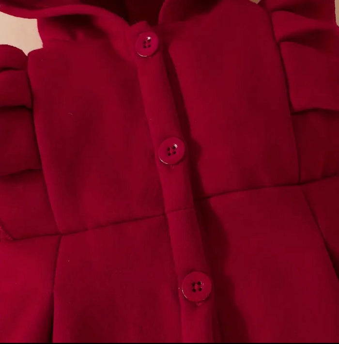 Kids Button Hoodie - Maroon