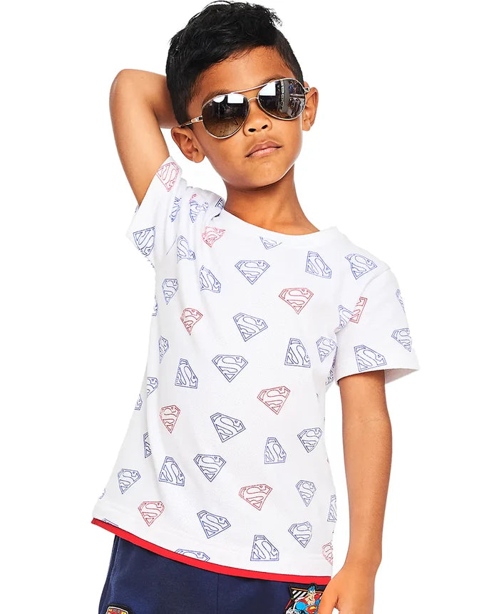 Kid's Superman Repeat Print Piqué Tee Fabric Flavours