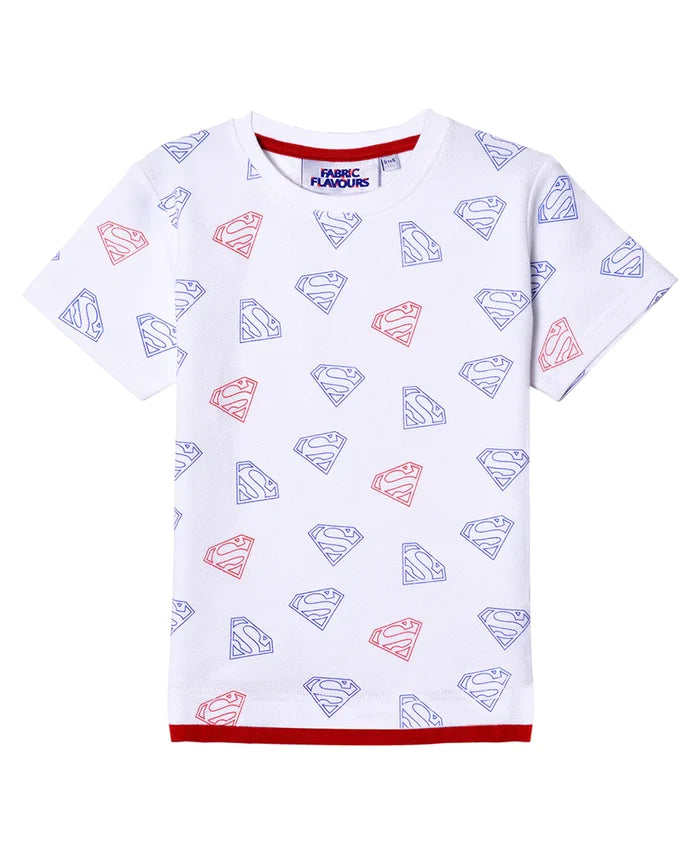 Kid's Superman Repeat Print Piqué Tee Fabric Flavours