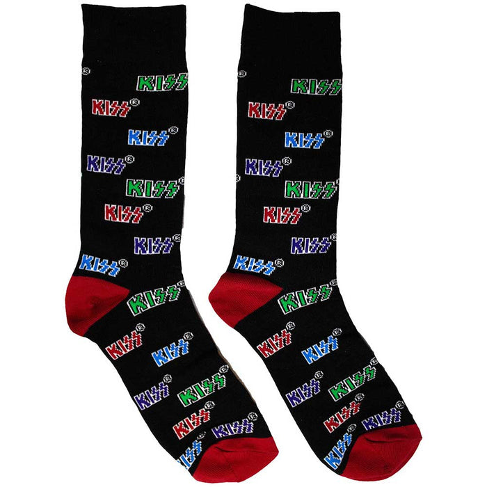 KISS Unisex Ankle Socks: Coloured Logos Pattern Rock Off