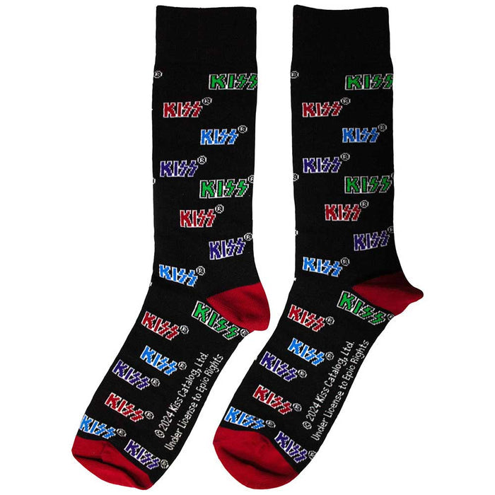 KISS Unisex Ankle Socks: Coloured Logos Pattern Rock Off