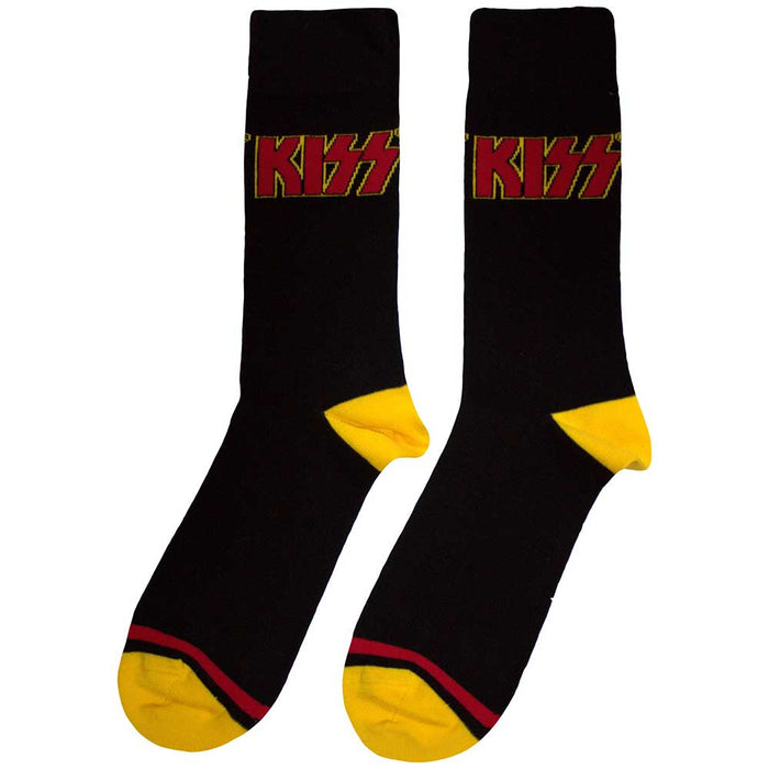 KISS Unisex Ankle Socks: Red Logo Single Stripe Rock Off