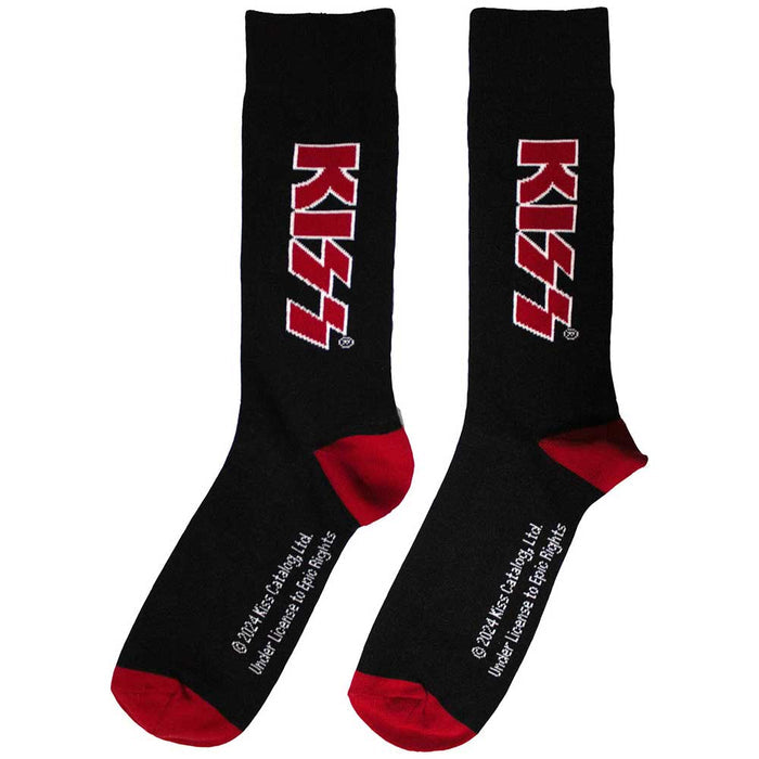 KISS Unisex Ankle Socks: Red Logo Rock Off