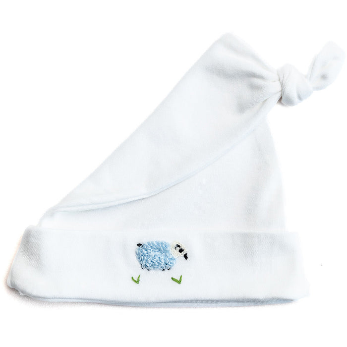 Knotted Baby Hat, Combed Cotton, Rosebuds & Butterfly