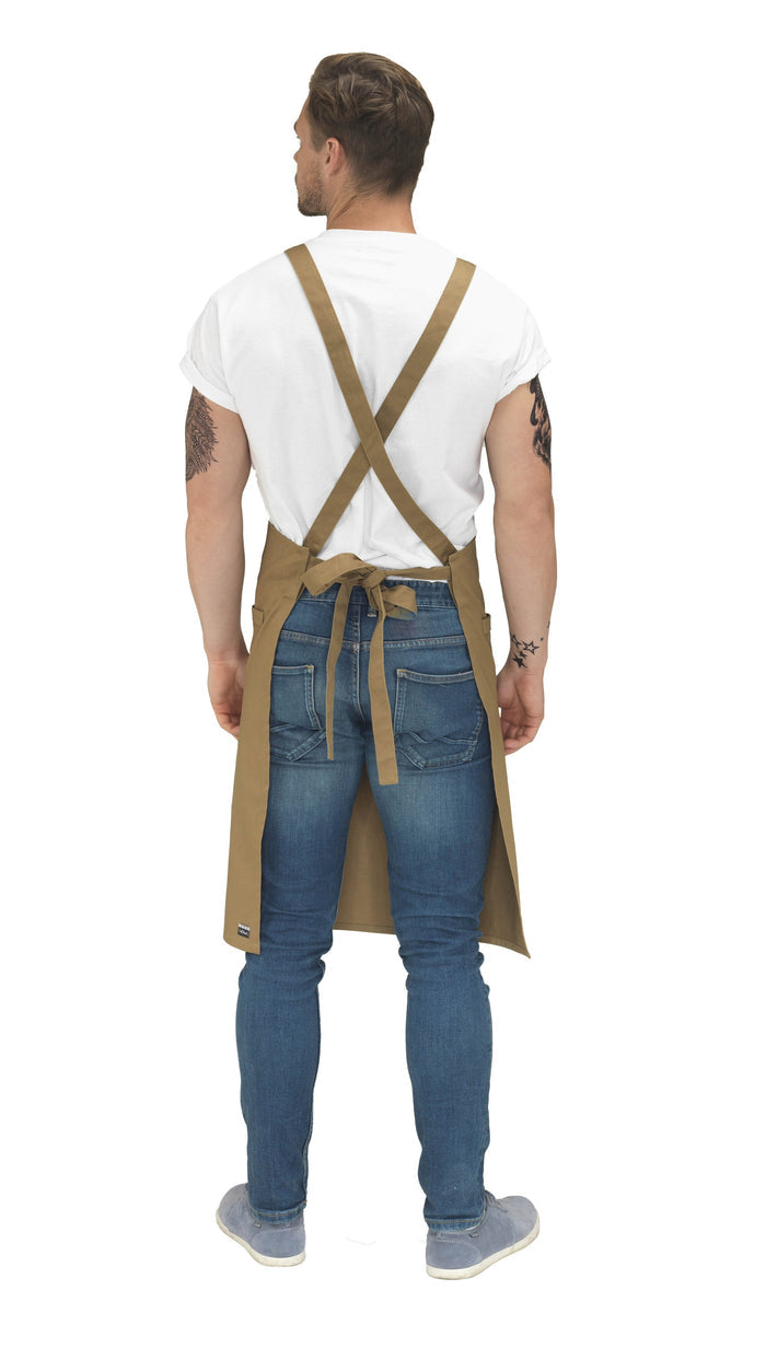 Le Chef De109t Crossover Bib Apron Khaki Canvas