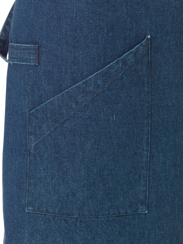 Le Chef De110 Statement Denim Bib Apron With Leather Neck Strap Indigo