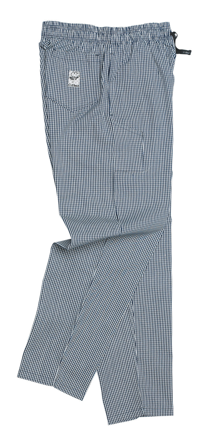 Le Chef Df54hl Blue & White Small Check Pants Poly/Cotton Long Leg