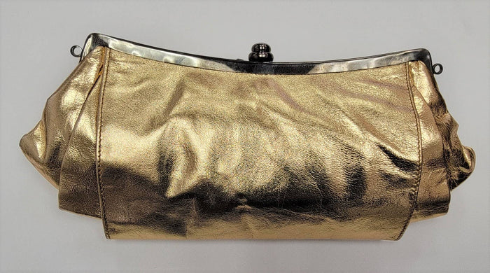 LEATHER METAL FRAME CLUTCH