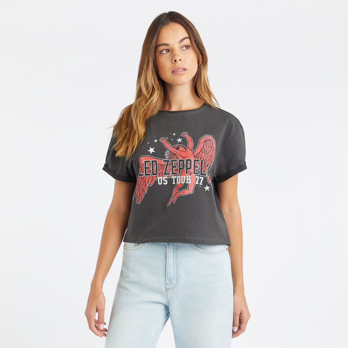 Led Zeppelin Crop Top T Shirt - US Tour 77 Icarus Amplified