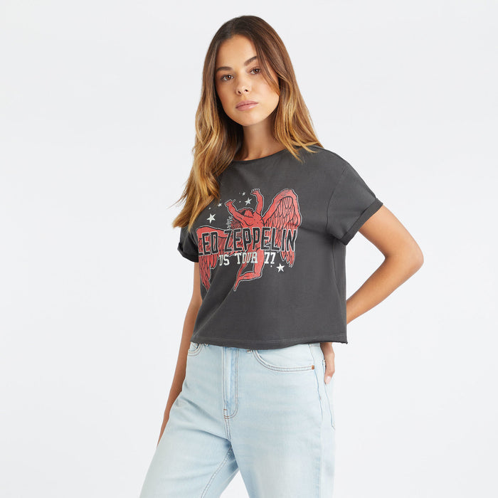 Led Zeppelin Crop Top T Shirt - US Tour 77 Icarus Amplified