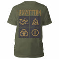 Led Zeppelin T-shirt - Gold Symbols in Black Square Rock Off