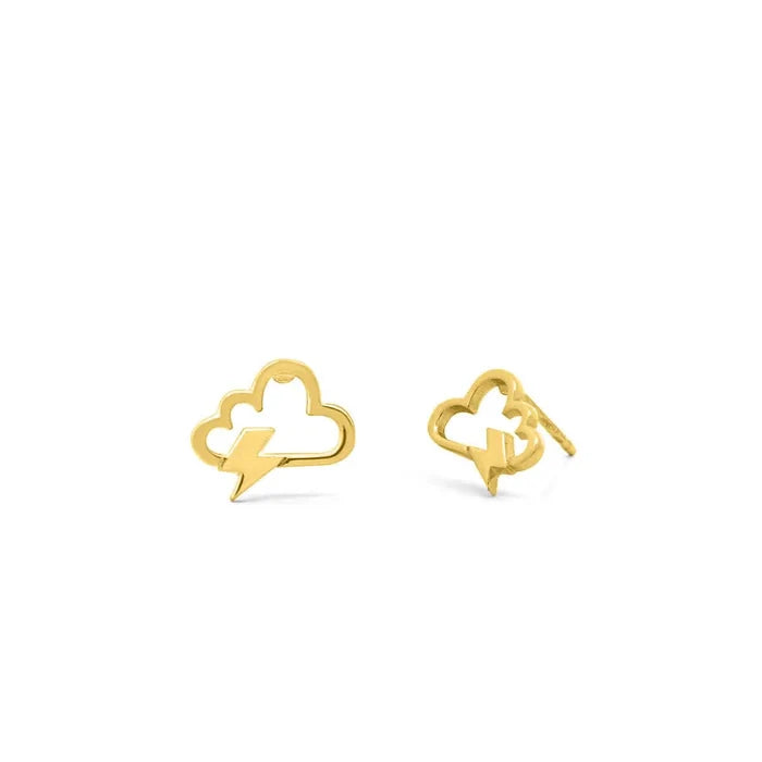 Lightning Cloud 14k Gold Plated Stud Earrings